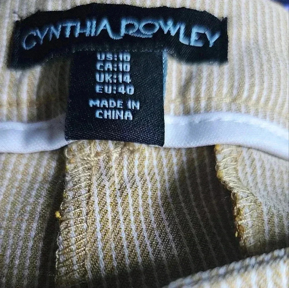 Cynthia Rowley Cropped Ankle Pants Pin Stripe (sz 10) - Picture 4 of 6